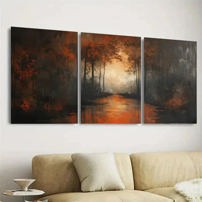 3pcs Dark Forest Scene Wall Art Set Canvas Unframed - High Quality Print 100% Australian Made Wall Canvas