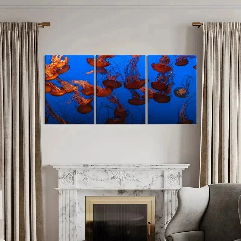3pcs Sea Life Jellyfish Art Painting Wall Art Set Canvas Framed 40x60cm - High Quality Print 100% Australian Made Wall Canvas Ready to Hang