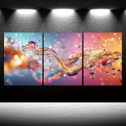 3pcs Beautiful Waves Colourful Metal Print Ready to Hang Art