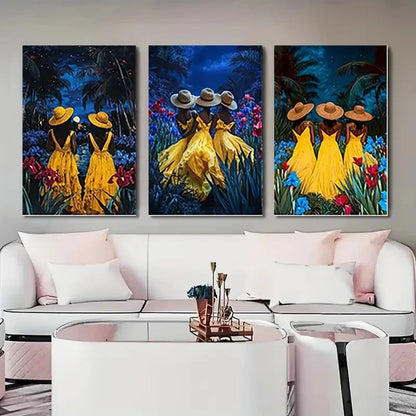 3pcs Vibrant African Dance Irises   Wall Art Canvas Framed 40x60cm - High Quality Print 100% Australian Made Wall Canvas Ready to Hang