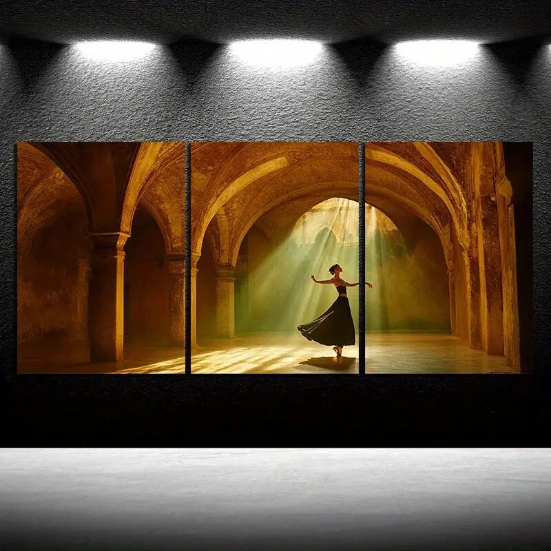 3pcs Dancing Under the Arch Figure Metal Print Ready to Hang Art