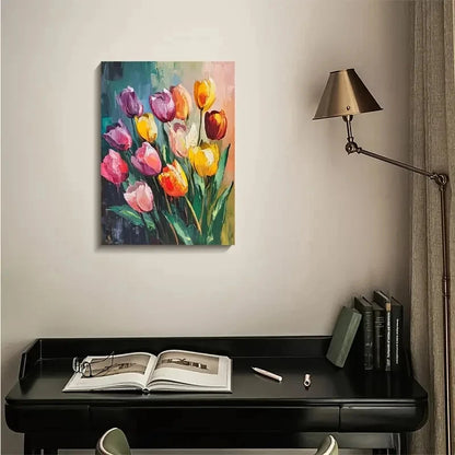 Vibrant Tulip Painting  40x60cm Metal Print Ready to Hang