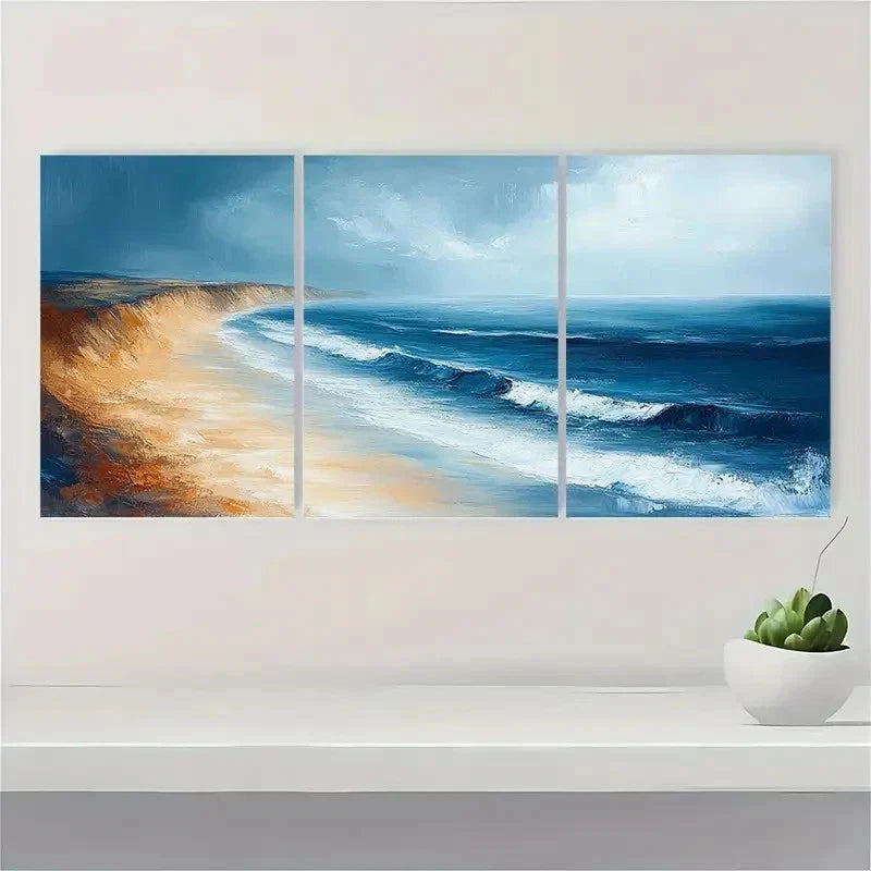 3pcs Ocean Landscape Beach Décor Perfect Wall Art Set Canvas Framed 40x60cm - High Quality Print 100% Australian Made Wall Canvas Ready to Hang