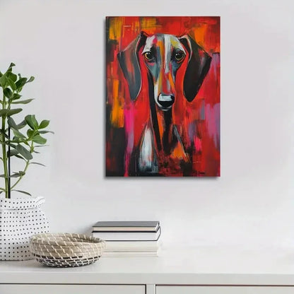 Beautiful Contemporary Dog Abstract Dachshund Painting 40x60cm Metal Print Ready to Hang