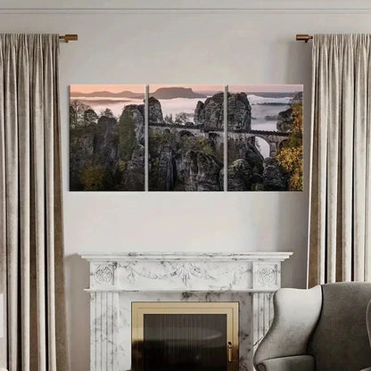3pcs Boulder Mountain Peak Modern Wall Art Canvas Unframed - High Quality Print 100% Australian Made Wall Canvas