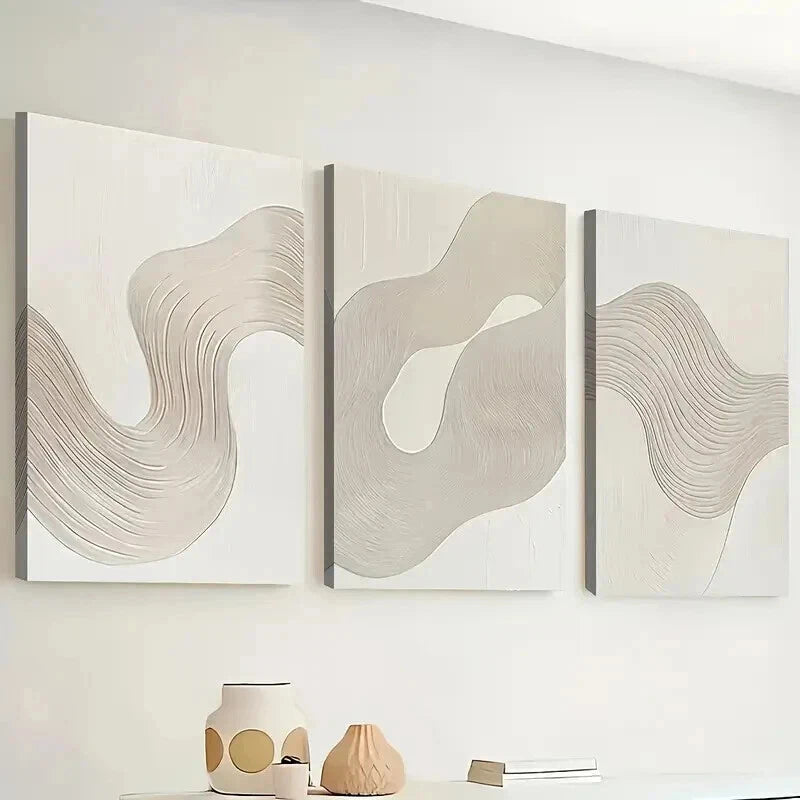 3pcs Modern Abstract Line Art Decor Wall Art Set Canvas Framed 40x60cm - High Quality Print 100% Australian Made Wall Canvas Ready to Hang