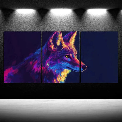 3pcs Charming Coyote Trio Yellow Eyes Metal Print Ready to Hang Art