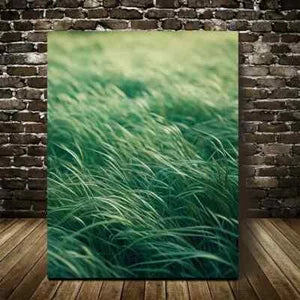 Vibrant Green Landscape Mint Grass Lawn Painting 40x60cm Metal Print Ready to Hang