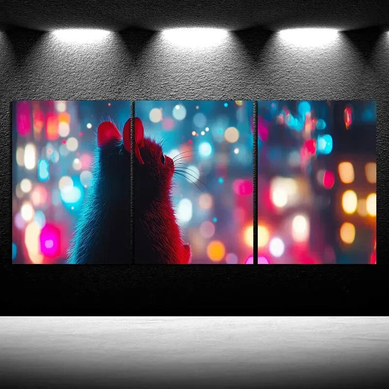 3pcs Beautiful Hamster Colourful Metal Print Ready to Hang Art