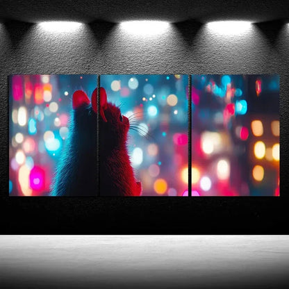 3pcs Beautiful Hamster Colourful Metal Print Ready to Hang Art