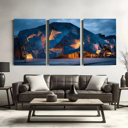 3pcs Federation Square, Melbourne, Australia Wall Art Set Canvas Framed 40x60cm - High Quality Print 100% Australian Made Wall Canvas Ready to Hang