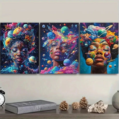 3pcs Art Deco Modern Colorful Face Design Wall Art Canvas Unframed - High Quality Print 100% Australian Made Wall Canvas