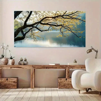 Scenery Canal Mountain Sky wall canvas office home room framed 120x60cm