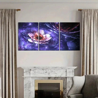 3pcs Psychedelic Floral Abstract Fractal Flower Wall Art Set Canvas Framed 40x60cm - High Quality Print 100% Australian Made Wall Canvas Ready to Hang