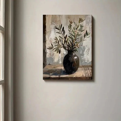 Beautiful Rustic Olive Branch Oil Painting 60x90cm Metal Print Ready to Hang