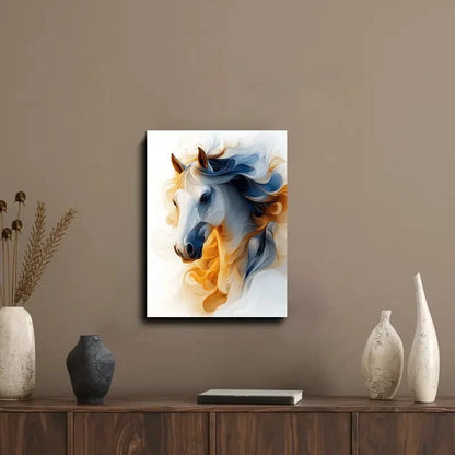 Elegant White Horse Abstract Painting 40x60cm Metal Print Ready to Hang