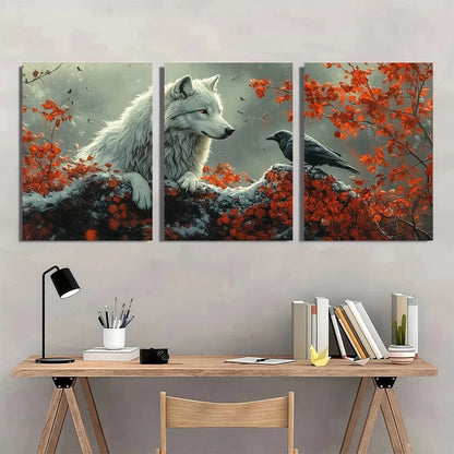 3pcs Rutkowski Wolf and Raven Fantasy Metal Print Ready to Hang Art
