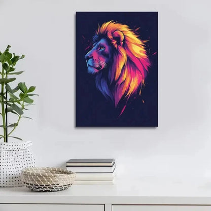 Beautiful Modern Abstract Lion Painting 40x60cm Metal Print Ready to Hang