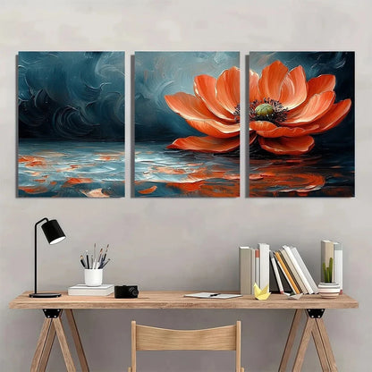 3pcs Abstract Flower Painting Metal Print Ready to Hang Art