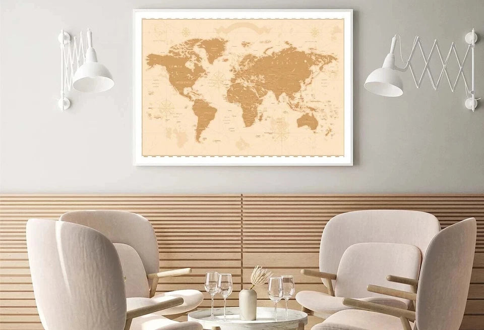 Old Vintage Retro World Map with details 91x61cm poster AU