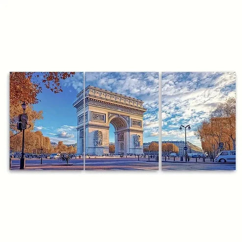 3pcs Place Charles de Gaulle Wall Art Set Canvas Unframed – High Quality Print, 100% Australian Made Wall Canvas