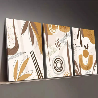 3pcs Modern Fashion Geometric Beige Abstraction  Wall Art Set Canvas Framed 50x70cm - High Quality Print 100% Australian Made Wall Canvas Ready to Hang - Bella Home Decor