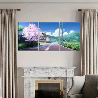 3pcs Japanese Sakura Anime Landscape Wall Art Set Canvas Framed 40x60cm - High Quality Print 100% Australian Made Wall Canvas Ready to Hang