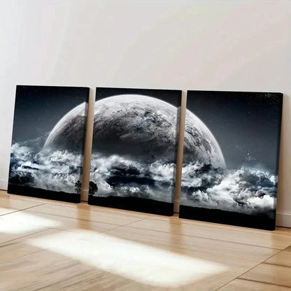3pcs Fantasy Landscape Night Sky Modern Wall Art Set Canvas Framed 40x60cm - High Quality Print 100% Australian Made Wall Canvas Ready to Hang