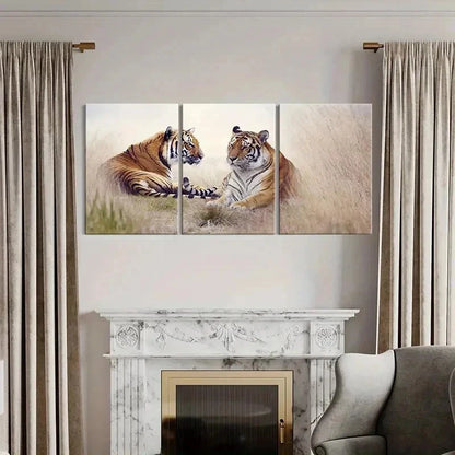3pcs Two Tigers Tiger Couple Modern Wall Art Set Canvas Framed 40x60cm - High Quality Print 100% Australian Made Wall Canvas Ready to Hang