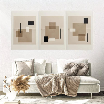 3pcs Abstract Beige Geometric Wall Art Set Canvas Framed 40x60cm – High Quality Print, 100% Australian Made Wall Canvas, Ready to Hang