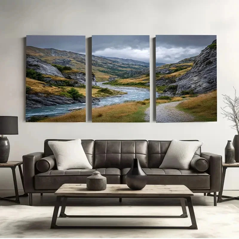 3pcs Haste Canyon Trail painting Wall Art Set Canvas Framed 50x70cm - High Quality Print 100% Australian Made Wall Canvas Ready to Hang