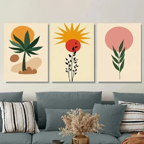 3pcs Boho Style Modern Abstract Tree Wall Art Set Canvas Unframed - High Quality Print 100% Australian Made Wall Canvas