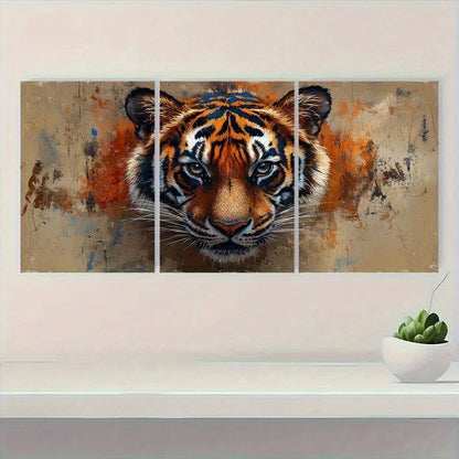 3pcs Vibrant Abstract Tiger Aesthetics Metal Print Ready to Hang Art