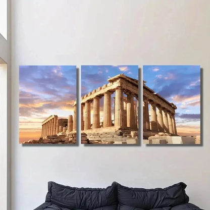 3pcs Acropolis And Parthenon of Greece Wall Art Set Canvas Framed 40x60cm - High Quality Print 100% Australian Made Wall Canvas Ready to Hang