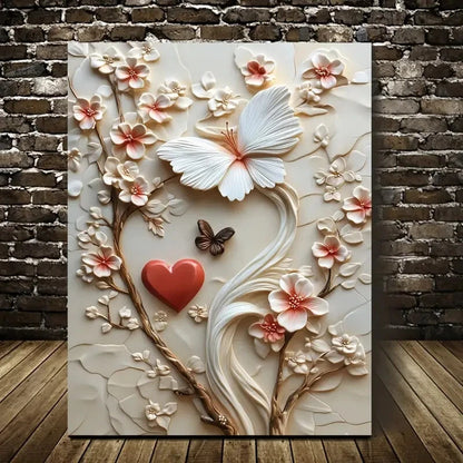 Beautiful Featuring Heart Blossoms Painting 40x60cm Metal Print Ready to Hang