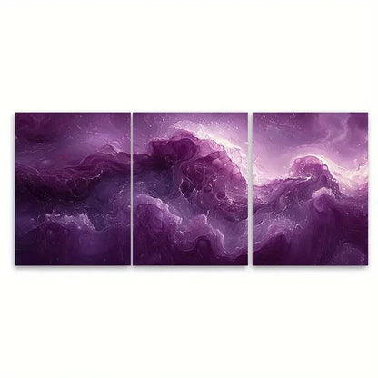 3pcs Purple Fluid Abstract Art L Wall Art Set Canvas Framed 50x70cm - High Quality Print 100% Australian Made Wall Canvas Ready to Hang