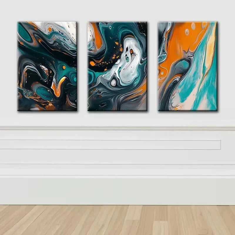 3pcs Abstract Modern Design Metal Print Ready to Hang Art