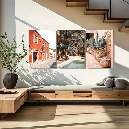 3pcs Vibrant Cactus & Desert Modern Style Metal Print Ready to Hang Art