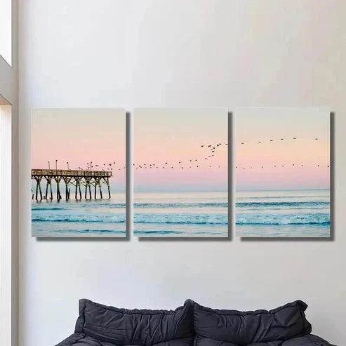 3pcs Ocean Sunset & Coastal Beach Wall Art Canvas Unframed – High Quality Print 100% Australian Made Wall Canvas