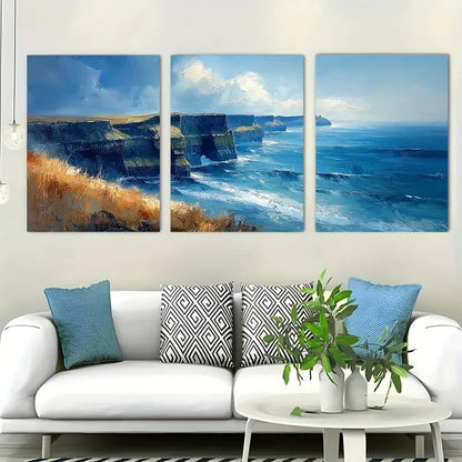 3pcs Cliffs Of Moher Dramatic Landscape Perfect Wall Art Set Canvas Framed 40x60cm - High Quality Print 100% Australian Made Wall Canvas Ready to Hang