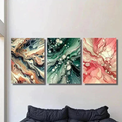 3pcs Abstract Marble Shaped Multi Color Wall Art Canvas Unframed - High Quality Print 100% Australian Made Wall Canvas
