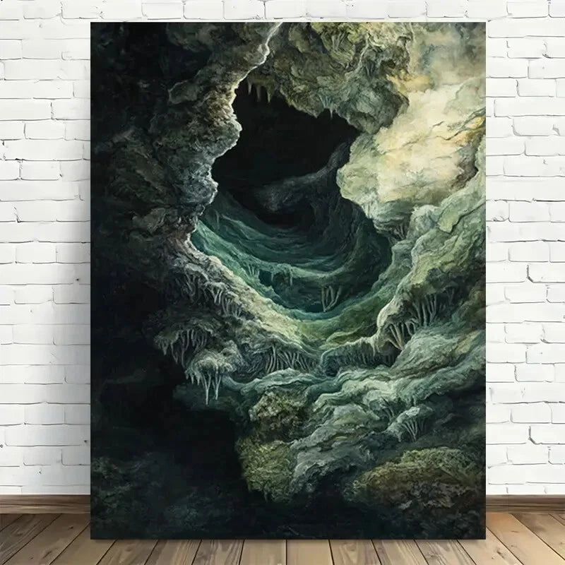 Beautiful Dark Cave Modern Vintage Painting  40x60cm Metal Print Ready to Hang