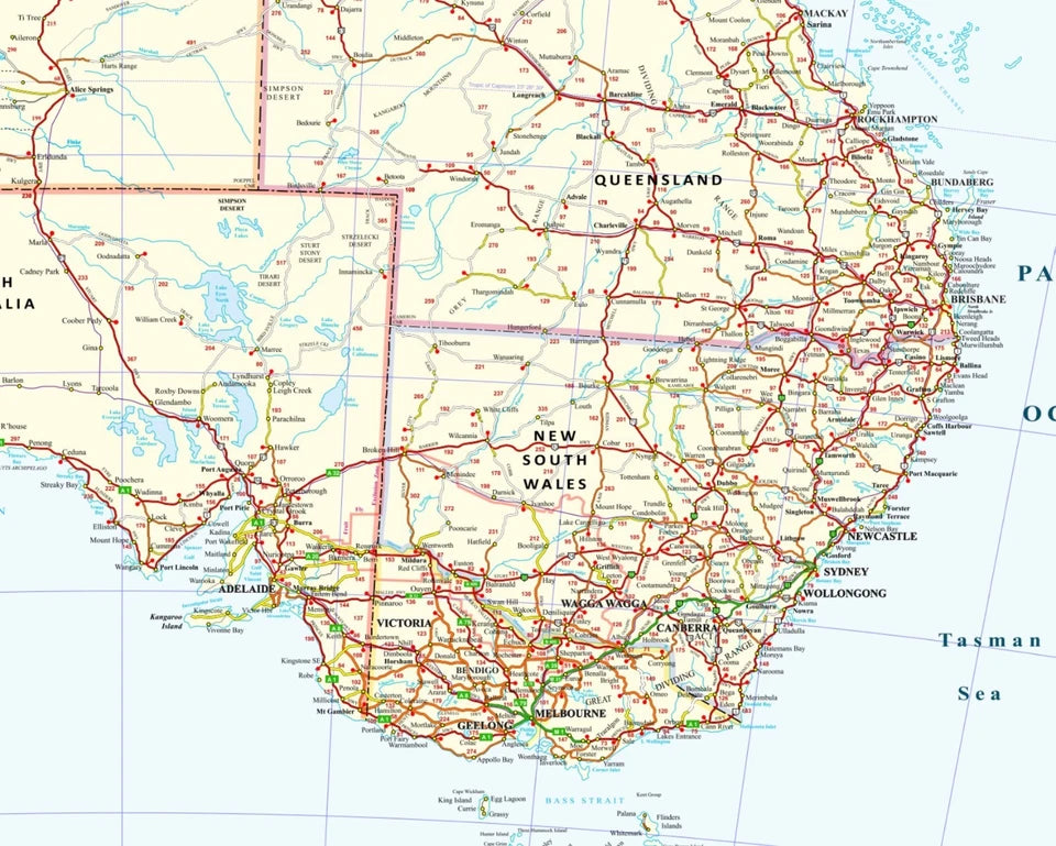 Laminated Australia Road map with details 91x61cm poster AU