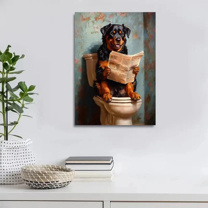 Contemporary Rottweiler Dog Painting 40x60cm Metal Print Ready to Hang