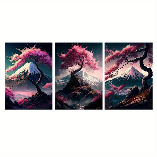 3pcs Abstract Cherry Tree Nature Perfect Wall Art Set Canvas Framed 40x60cm - High Quality Print 100% Australian Made Wall Canvas Ready to Hang