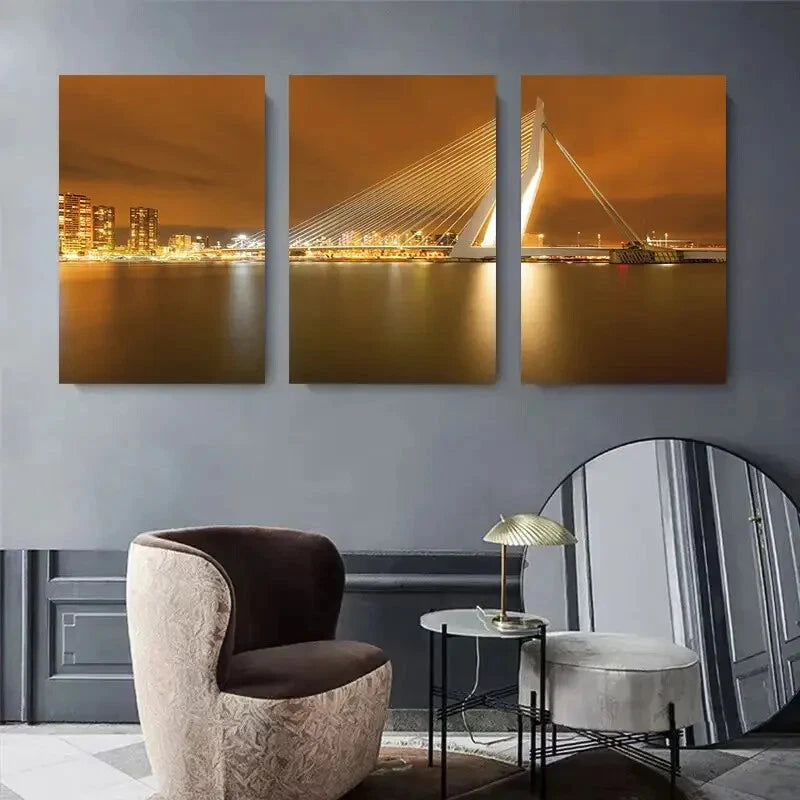 3pcs Long Exposure Skyline Nightscape Perfect Wall Art Set Canvas Framed 40x60cm - High Quality Print 100% Australian Made Wall Canvas Ready to Hang
