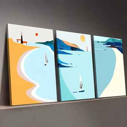 3pcs Artistic Fashion Seaside Beach Vacation Wall Art Set Canvas Framed 50x70cm -  High Quality Print 100% Australian Made Wall Canvas Ready to Hang - Bella Home Decor