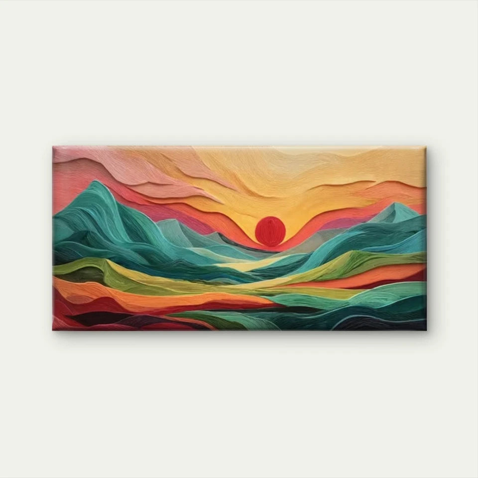 Abstract Sunset Landscape Wall Art Canvas Office Home Room Framed 120x60cm