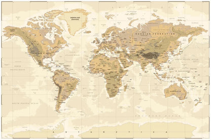 Vintage Physical World Map with details 91x61cm poster AU