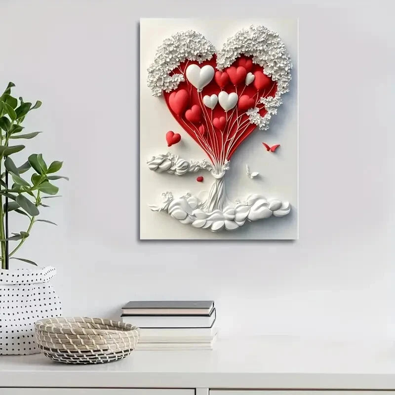 Featuring a Romantic Balloon Love Painting 40x60cm Metal Print Ready to Hang